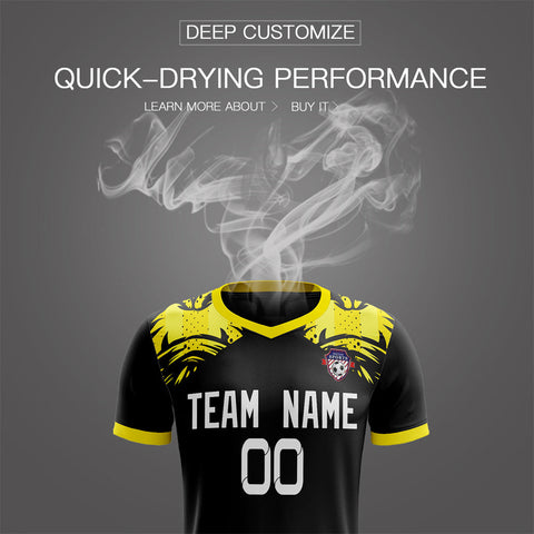 Custom Black Yellow Soft Training Uniform Soccer Sets Jersey