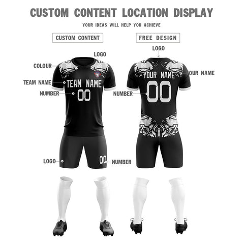 Custom Black White-Gray Soft Training Uniform Soccer Sets Jersey