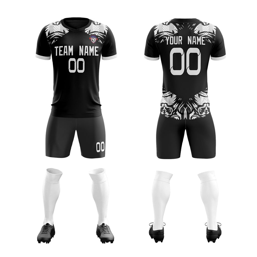 Custom Black White-Gray Soft Training Uniform Soccer Sets Jersey