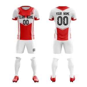 Custom White Red Soft Training Uniform Soccer Sets Jersey