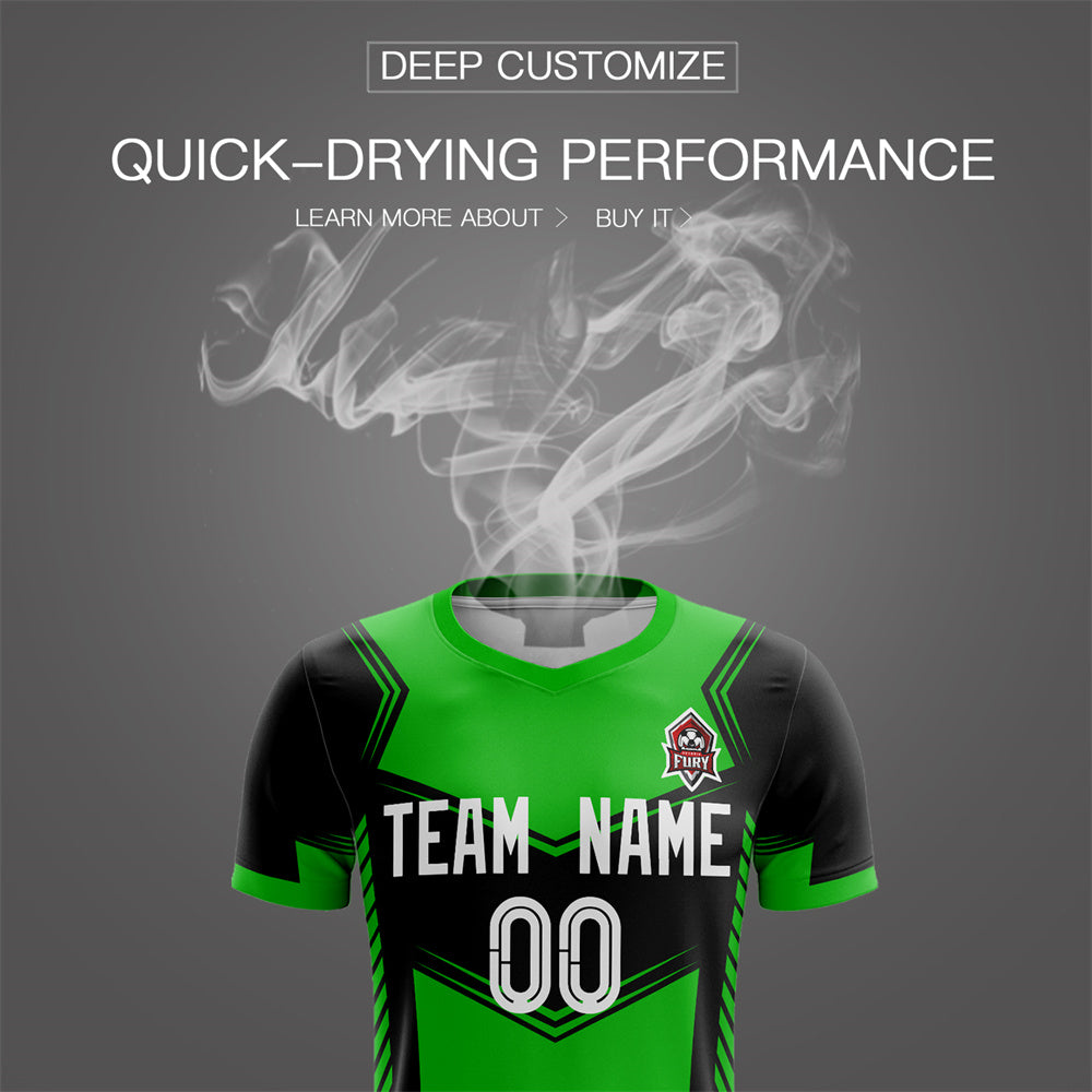 Custom Green Black Soft Training Uniform Soccer Sets Jersey