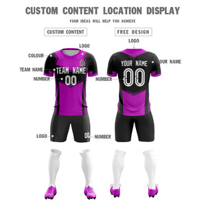 Custom Purple Black Soft Training Uniform Soccer Sets Jersey