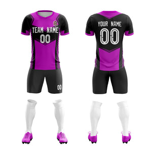 Custom Purple Black Soft Training Uniform Soccer Sets Jersey