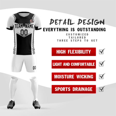 Custom White Black Soft Training Uniform Soccer Sets Jersey