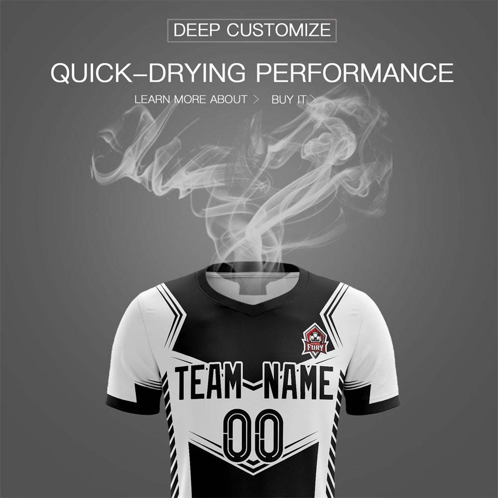 Custom White Black Soft Training Uniform Soccer Sets Jersey