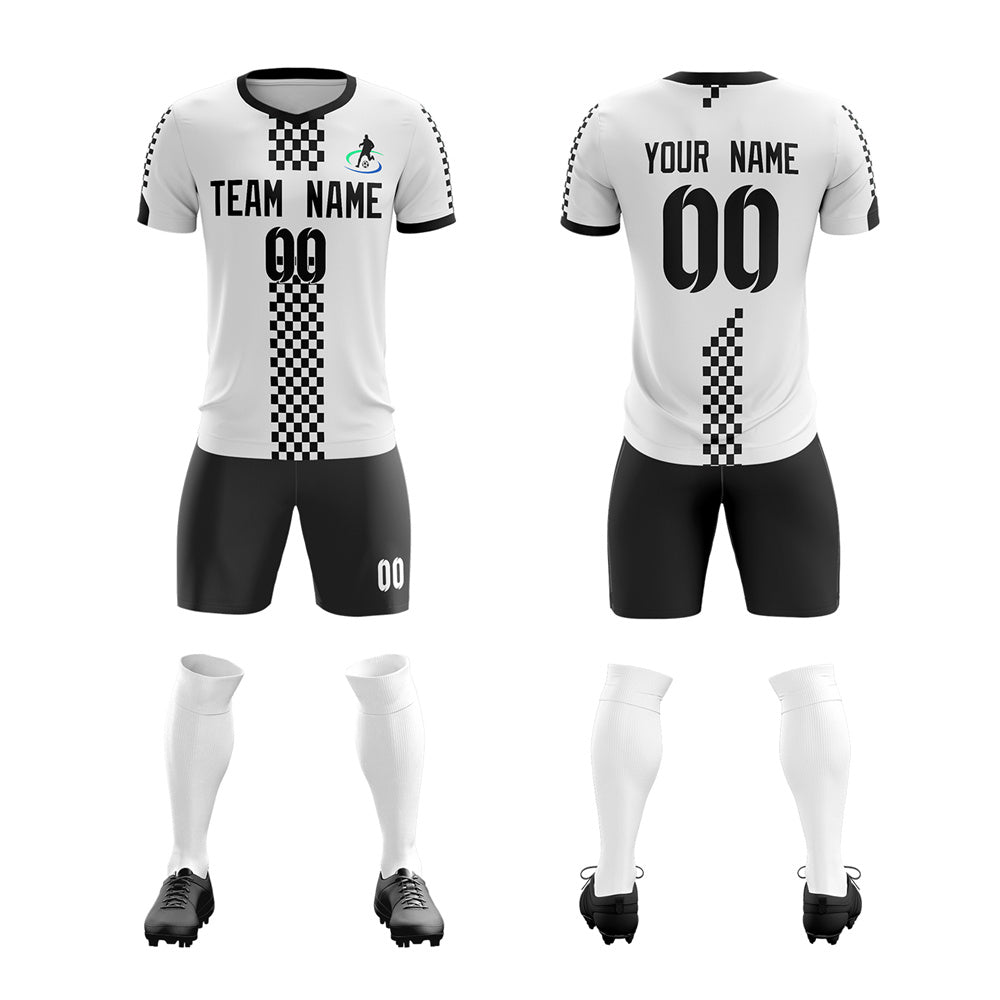 Custom White Black Soft Training Uniform Soccer Sets Jersey