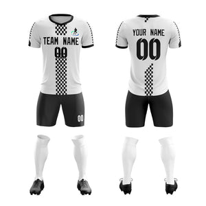 Custom White Black Soft Training Uniform Soccer Sets Jersey