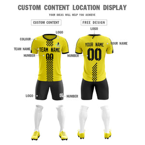 Custom Yellow Black Soft Training Uniform Soccer Sets Jersey