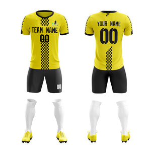 Custom Yellow Black Soft Training Uniform Soccer Sets Jersey