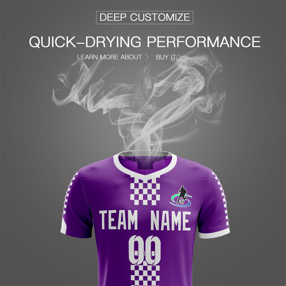 Custom Purple Black-White Soft Training Uniform Soccer Sets Jersey