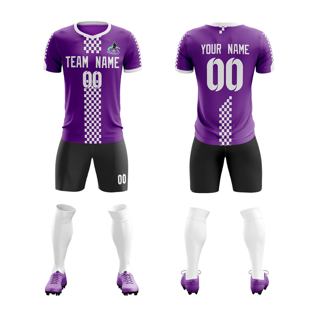 Custom Purple Black-White Soft Training Uniform Soccer Sets Jersey