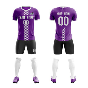 Custom Purple Black-White Soft Training Uniform Soccer Sets Jersey