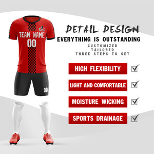 Custom Red Black Soft Training Uniform Soccer Sets Jersey