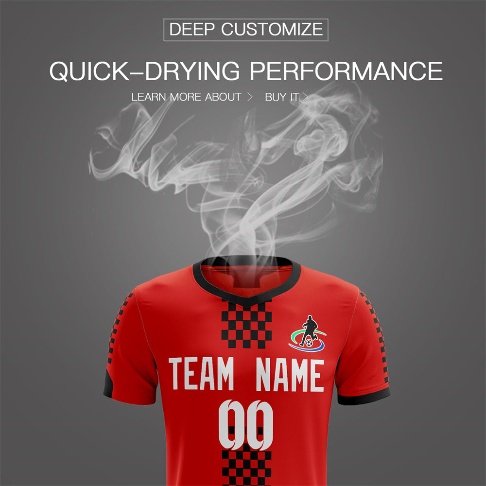 Custom Red Black Soft Training Uniform Soccer Sets Jersey