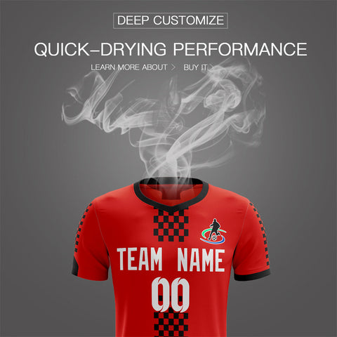 Custom Red Black Soft Training Uniform Soccer Sets Jersey
