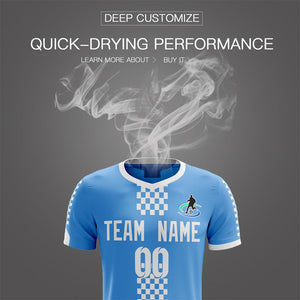 Custom Blue Whie Soft Training Uniform Soccer Sets Jersey