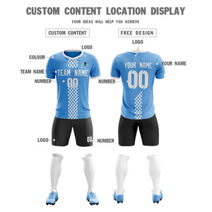 Custom Blue Whie Soft Training Uniform Soccer Sets Jersey