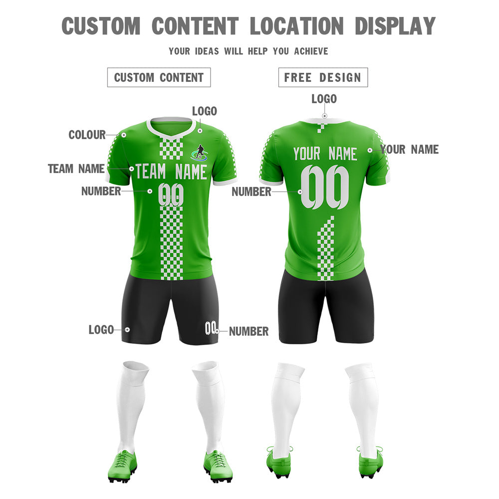 Custom Green Whie Soft Training Uniform Soccer Sets Jersey