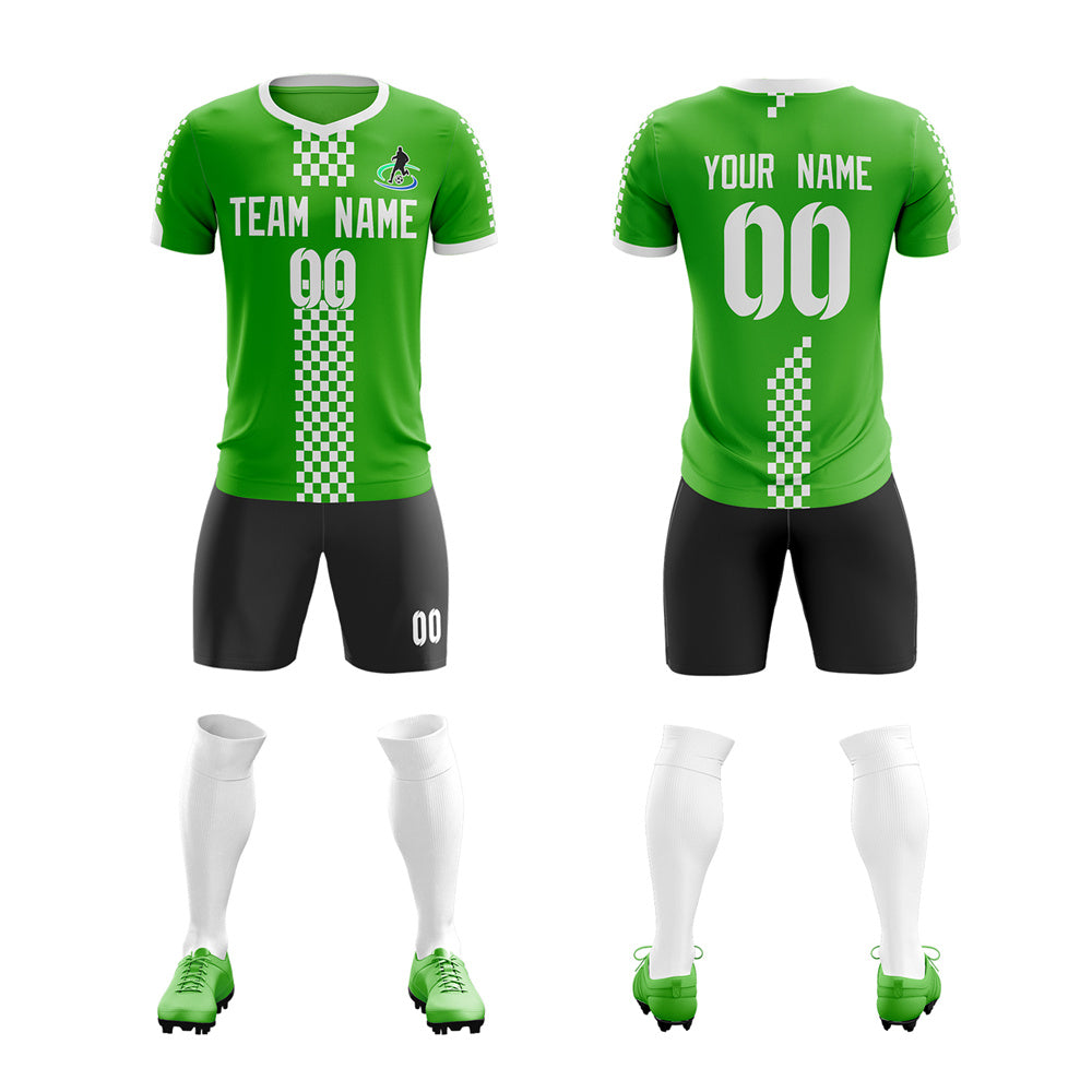 Custom Green Whie Soft Training Uniform Soccer Sets Jersey