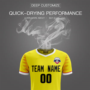 Custom Yellow Black V-Neck Soft Training Uniform Soccer Sets Jersey