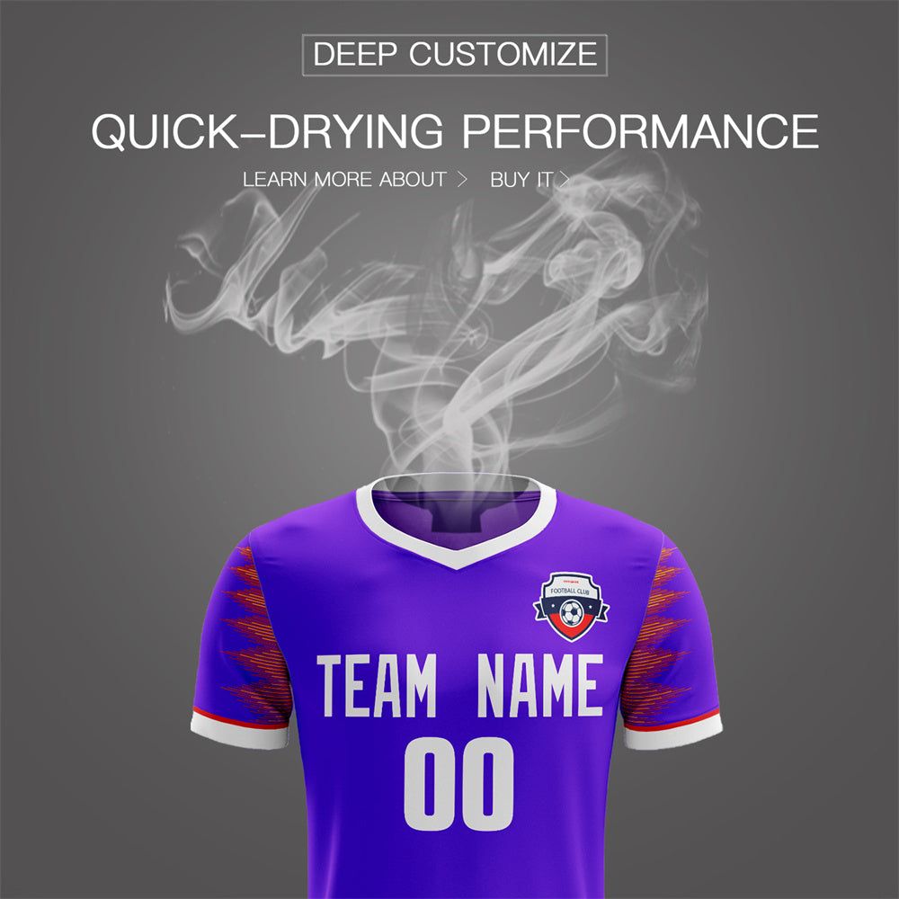 Custom Purple Black V-Neck Soft Training Uniform Soccer Sets Jersey