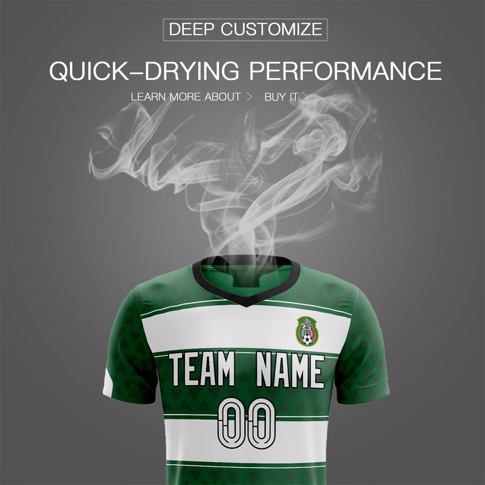 Custom Green White Soft Training Uniform Soccer Sets Jersey