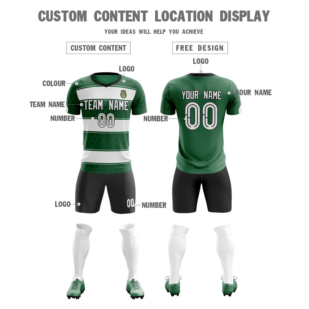 Custom Green White Soft Training Uniform Soccer Sets Jersey