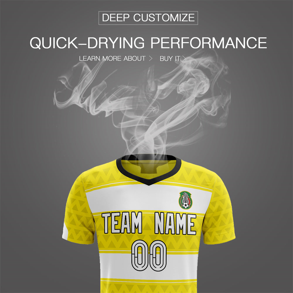 Custom Yellow White Soft Training Uniform Soccer Sets Jersey