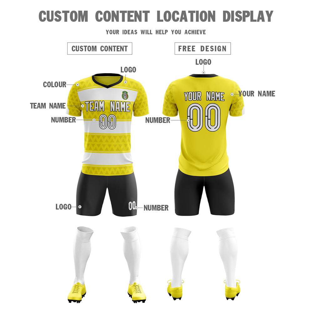 Custom Yellow White Soft Training Uniform Soccer Sets Jersey