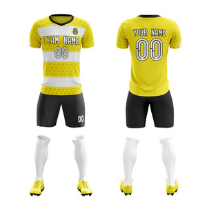 Custom Yellow White Soft Training Uniform Soccer Sets Jersey