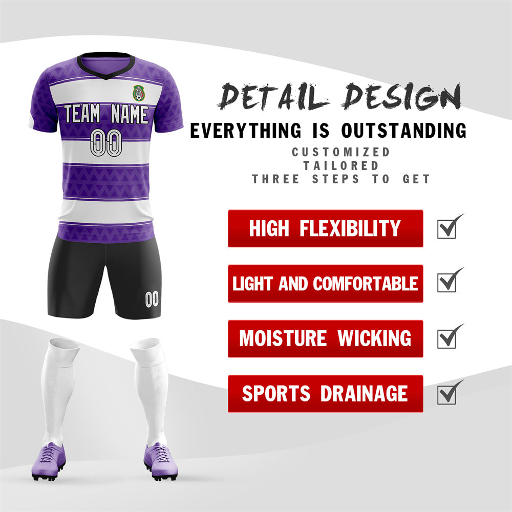 Custom Purple White Soft Training Uniform Soccer Sets Jersey