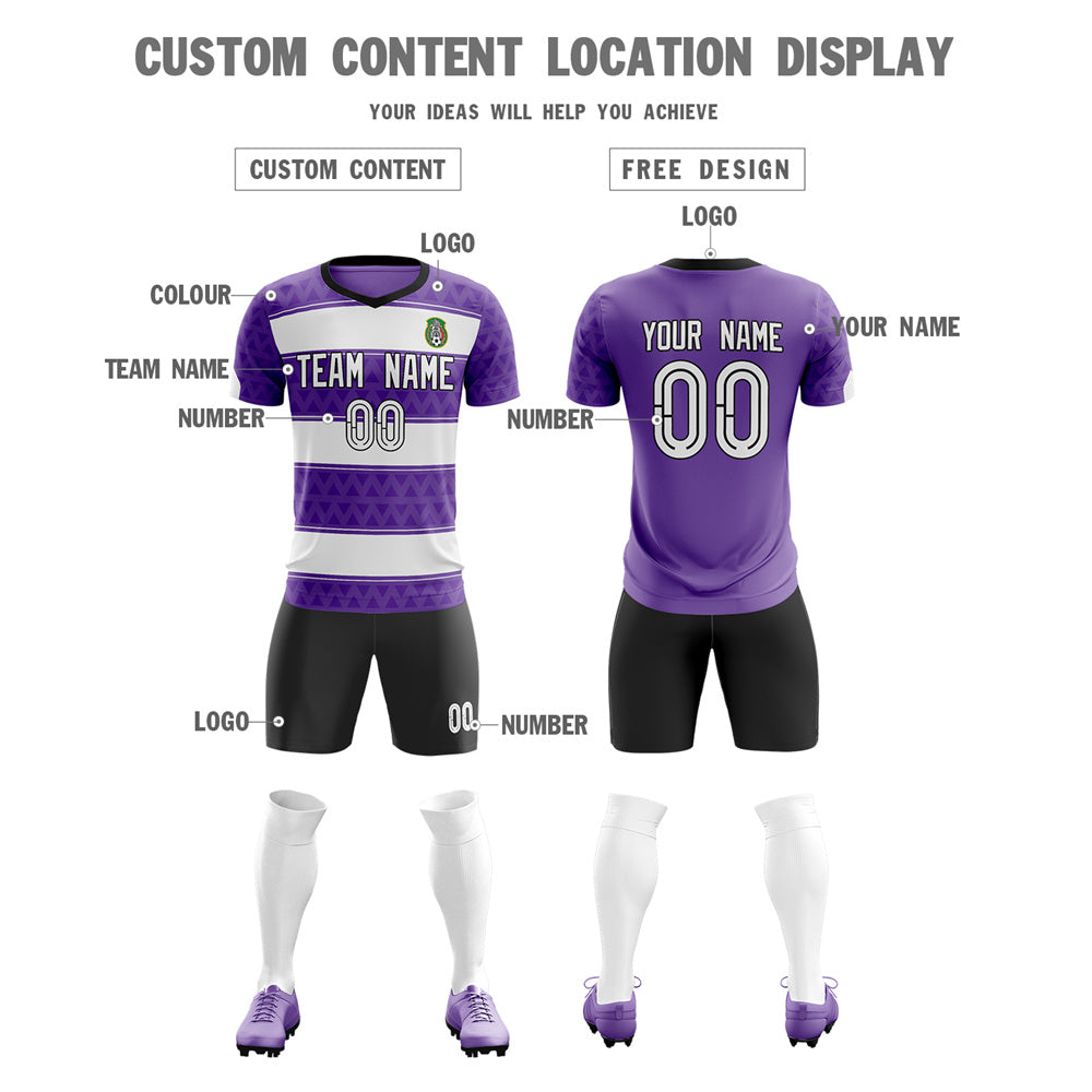 Custom Purple White Soft Training Uniform Soccer Sets Jersey