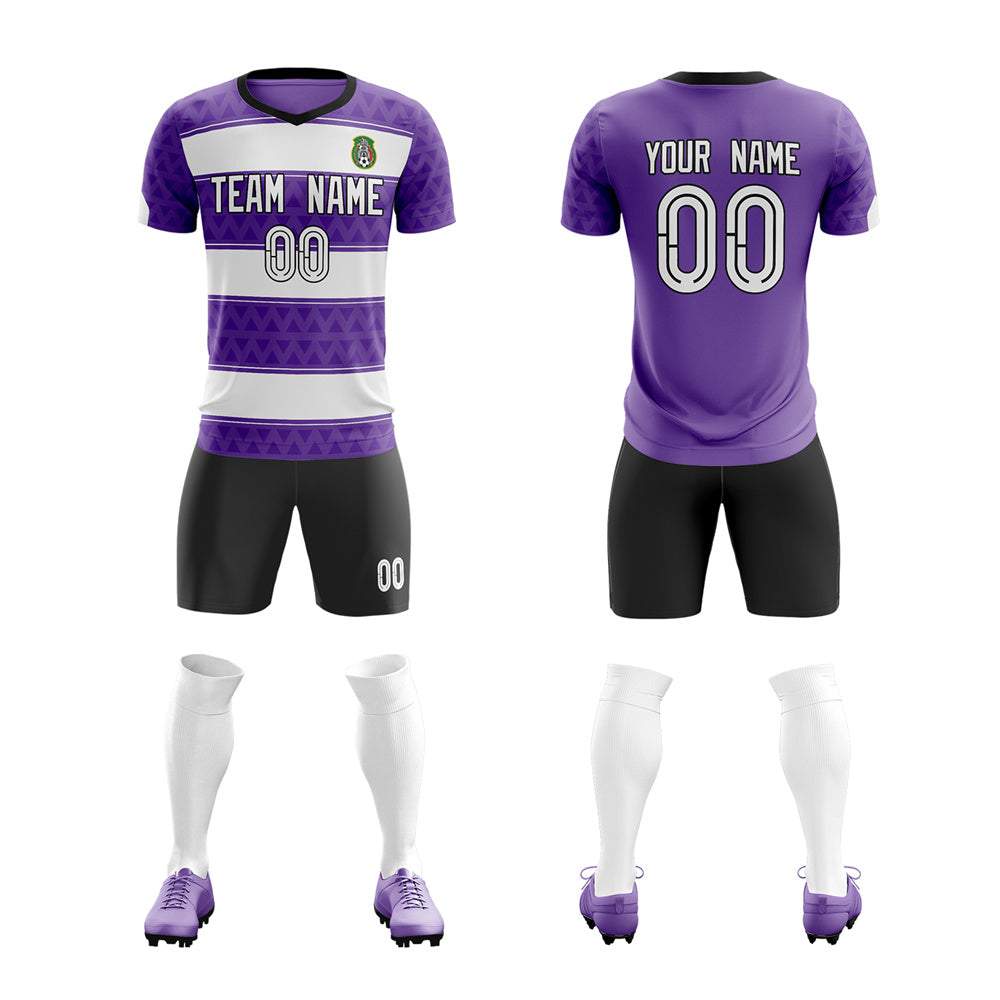 Custom Purple White Soft Training Uniform Soccer Sets Jersey