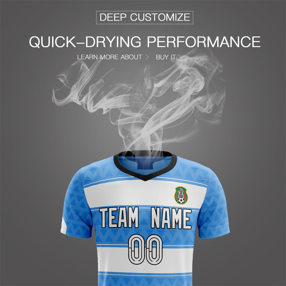 Custom Blue White Soft Training Uniform Soccer Sets Jersey