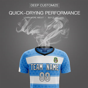 Custom Blue White Soft Training Uniform Soccer Sets Jersey