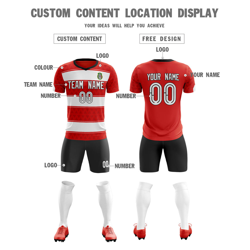 Custom Red White Soft Training Uniform Soccer Sets Jersey