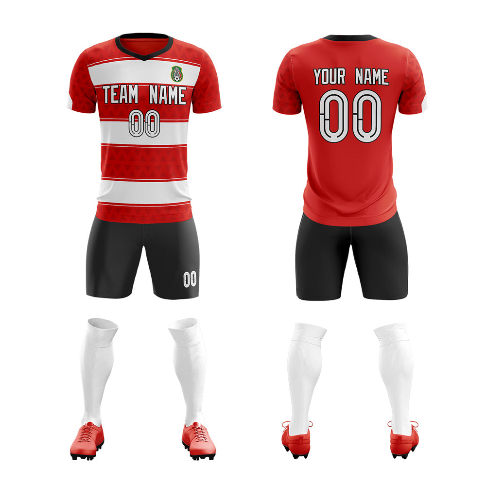 Custom Red White Soft Training Uniform Soccer Sets Jersey