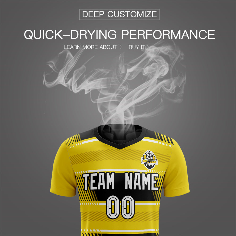 Custom Yellow Black Soft Training Uniform Soccer Sets Jersey