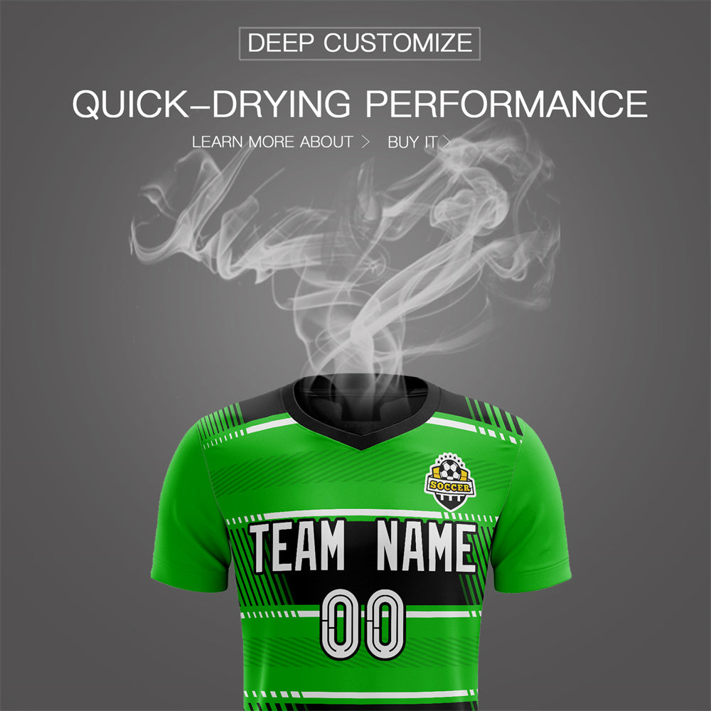 Custom Green Black Soft Training Uniform Soccer Sets Jersey