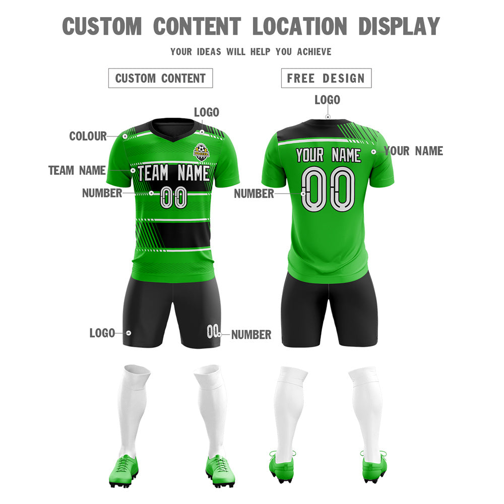 Custom Green Black Soft Training Uniform Soccer Sets Jersey