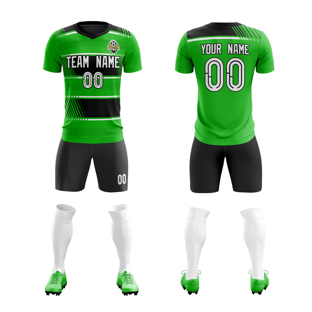 Custom Green Black Soft Training Uniform Soccer Sets Jersey