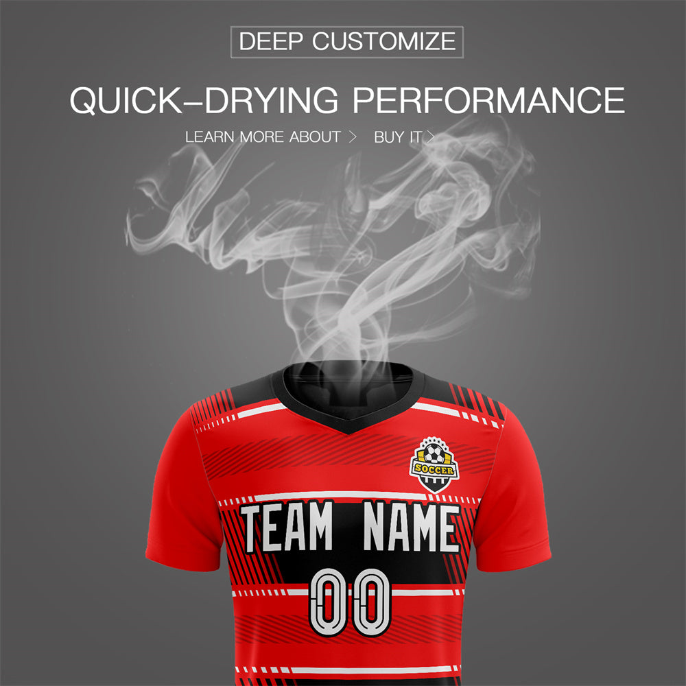 Custom Red Black Soft Training Uniform Soccer Sets Jersey