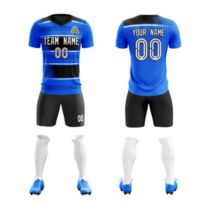 Custom Royal White Black Quick Dry Training Uniform Soccer Sets Jersey