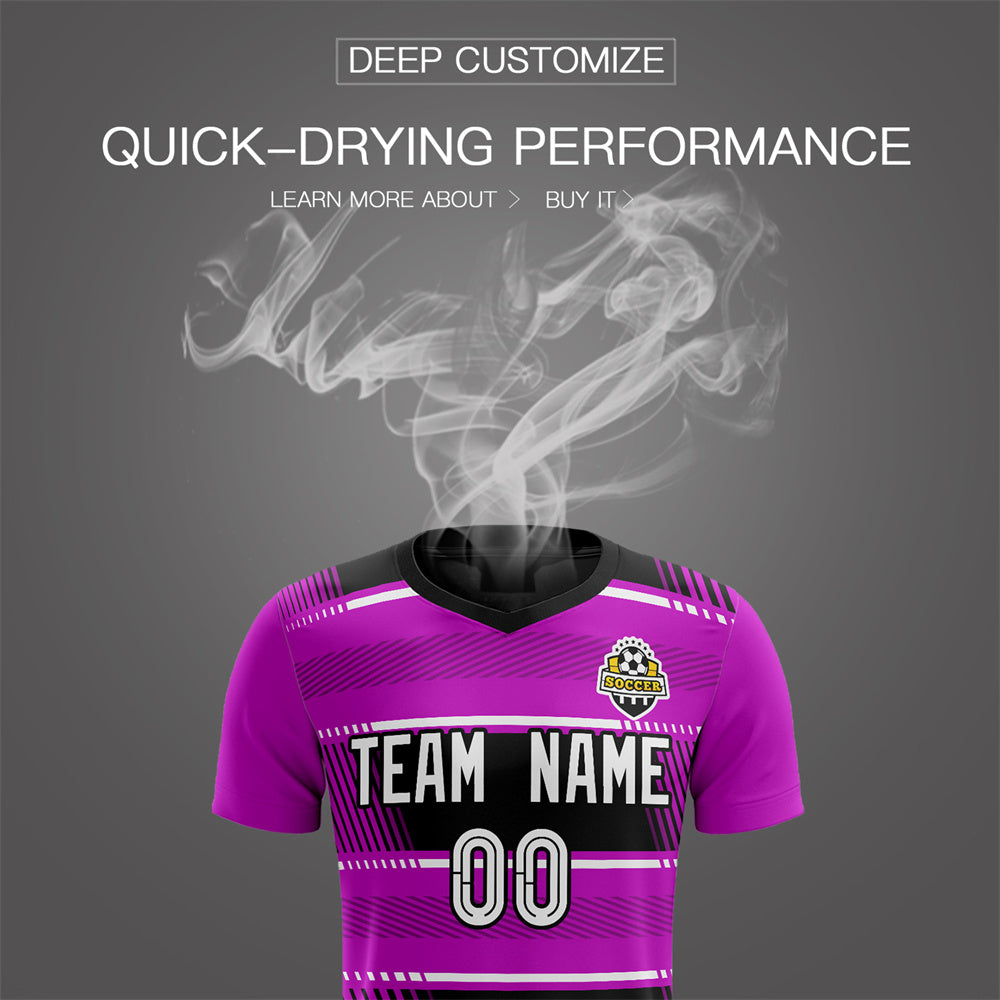 Custom Purple Black Quick Dry Training Uniform Soccer Sets Jersey