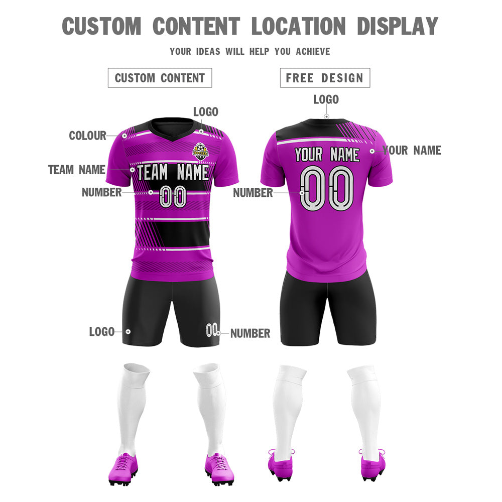 Custom Purple Black Quick Dry Training Uniform Soccer Sets Jersey