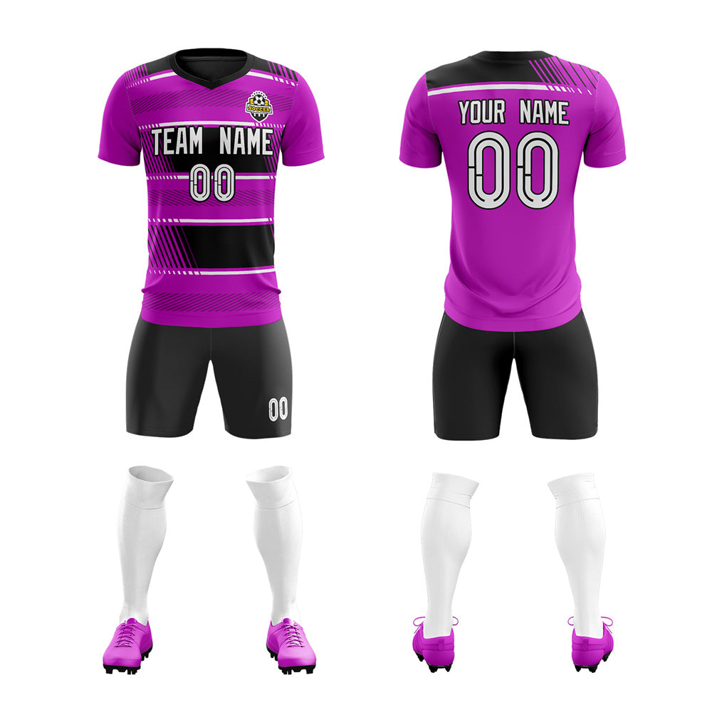 Custom Purple Black Quick Dry Training Uniform Soccer Sets Jersey