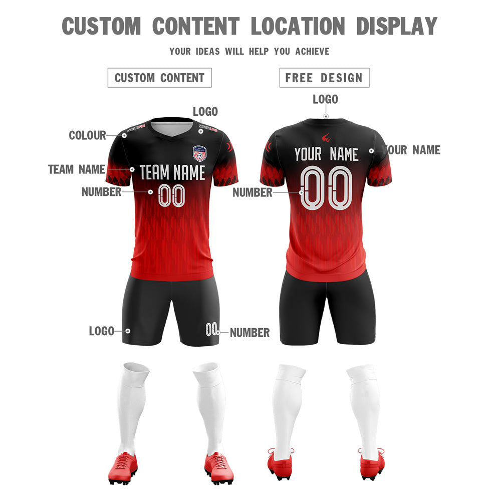 Custom Red Black Quick Dry Training Uniform Soccer Sets Jersey