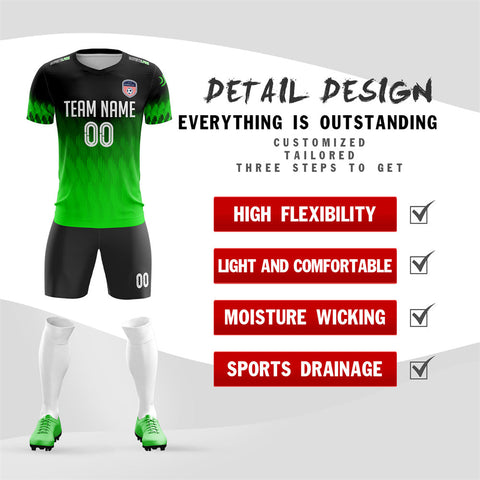 Custom Green Black Quick Dry Training Uniform Soccer Sets Jersey