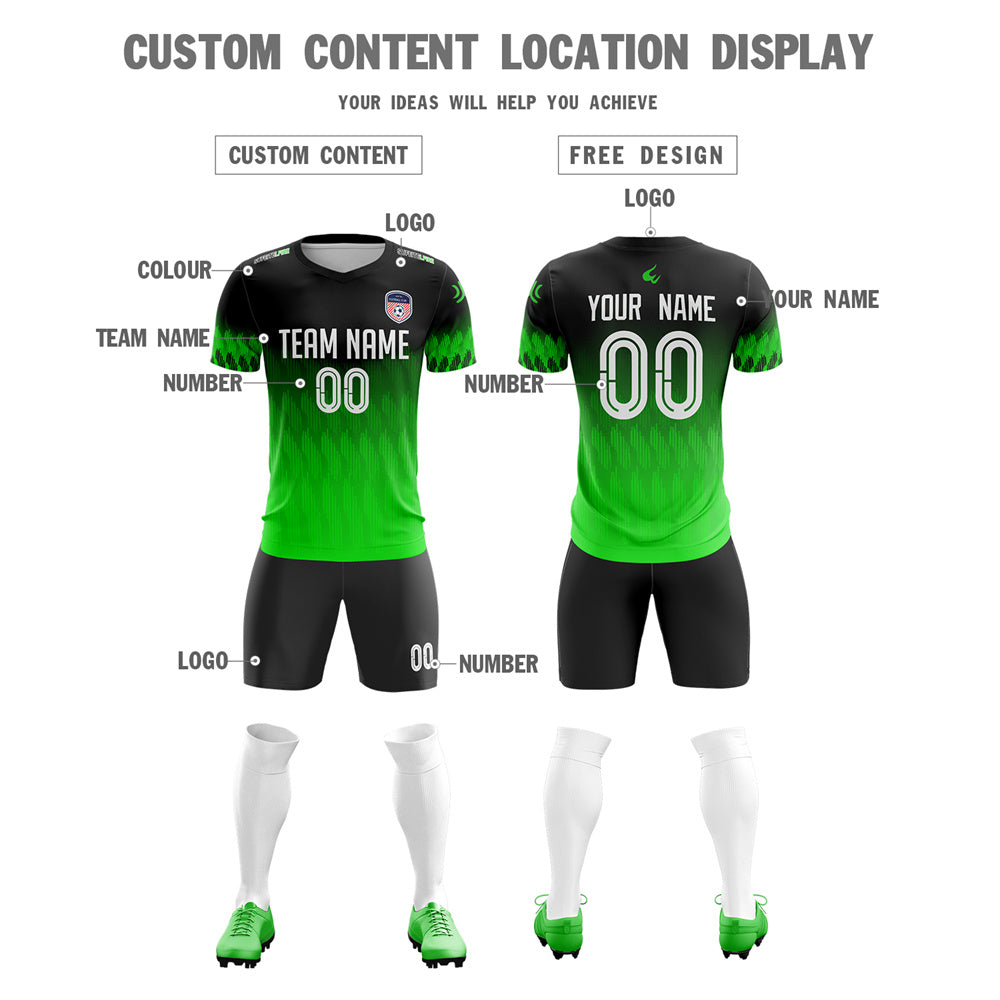 Custom Green Black Quick Dry Training Uniform Soccer Sets Jersey