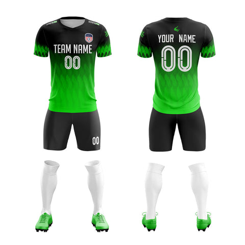 Custom Green Black Quick Dry Training Uniform Soccer Sets Jersey